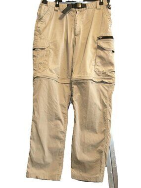 BC Clothing Convertible Cotton/Nylon Cargo Pants Shorts with Belt 34X32 Khaki